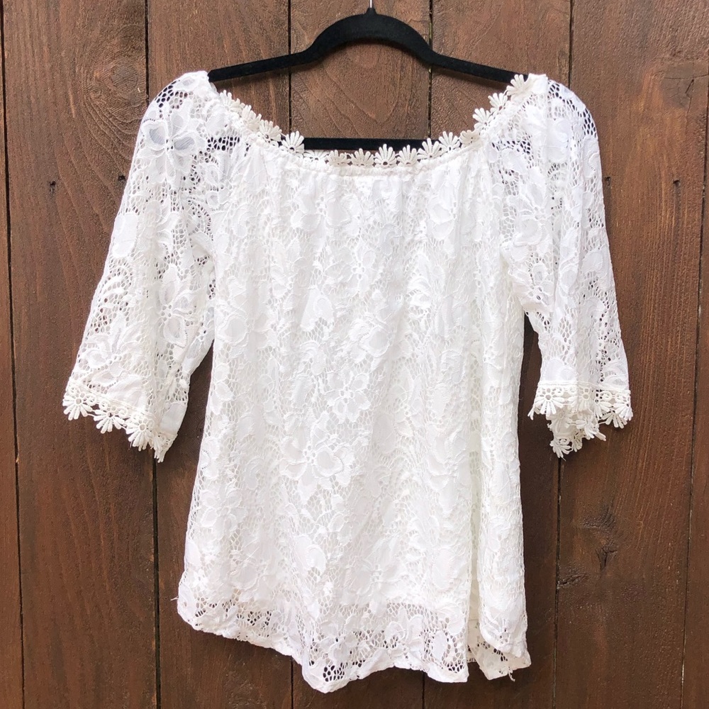 White Off The Shoulder Lace Top